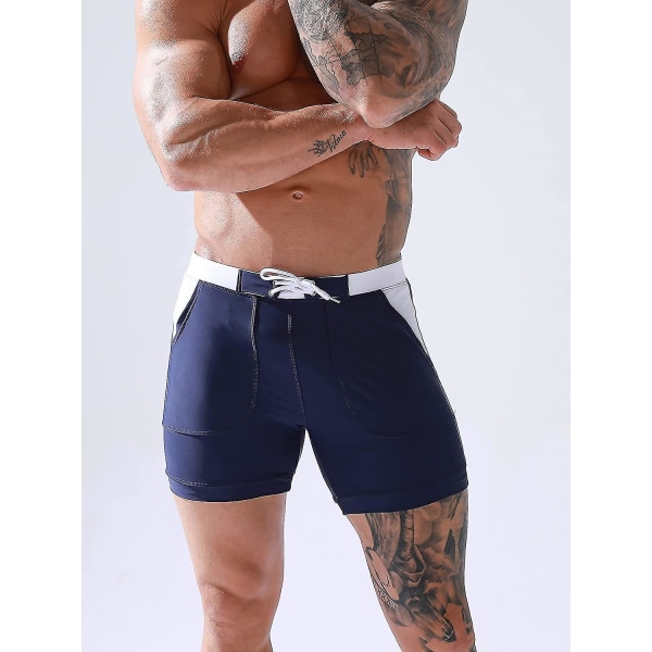 Miesten uimahousut Shorts Sport Boxer Uimapuku Irrotettavalla Pehmusteella Säädettävä Kiristysnauha Uimapuku Nopea Kuivuminen Klassinen Uimahousut Painetut Rantahousut B-dark Blue 3XL