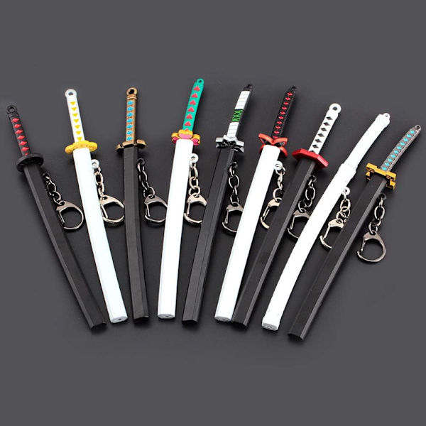 Demon Slayer -miekka Mini Katana avaimenperä Anime hahmo Tanjiro Miehille Kimetsu No Yaiba Zenitsu avaimenperä Cosplay riipus