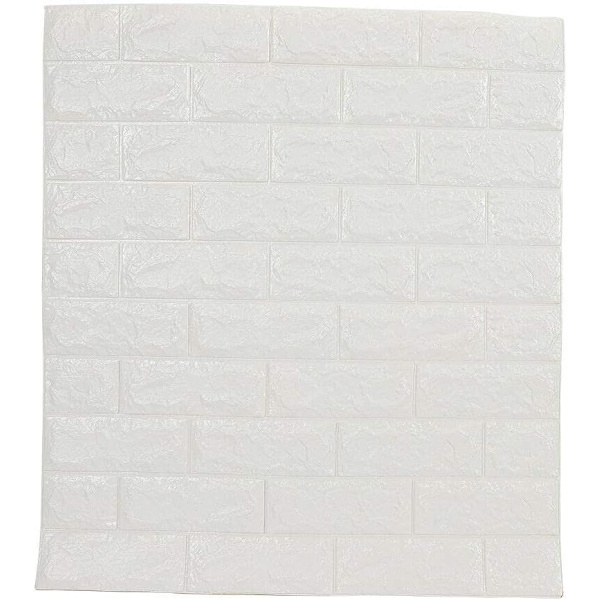 10-pack självhäftande 3D stenlook väggpaneler 70x77cm PE-skum för hantverk, tapeter, dekorativa väggdekaler (vita)