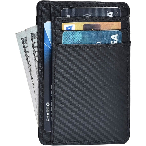 Miesten ja naisten minimalistiset lompakot etutaskuinen nahkainen korttikotelo black