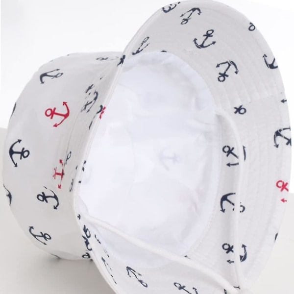 Barnebøttehatt Justerbar Solhatt Pustende Strandhatt For Gutter Jenter_ll Anchor White 2-6 Years