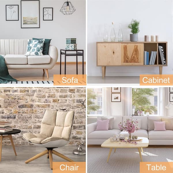 Sett med 4 møbelben i tre, 8 cm erstatnings sofa ben med tilbehør (Vippet design)