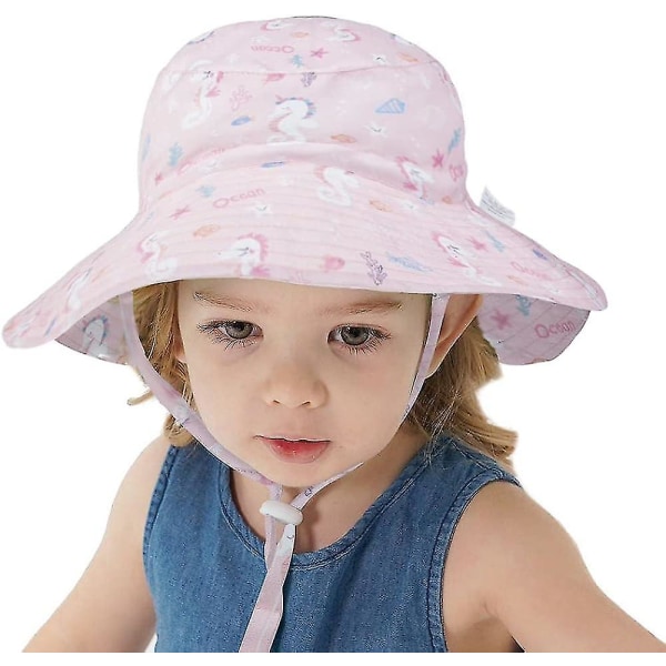 Kids Bucket Hat Justerbar solhattar Andningsbar strandhatt för pojkar Girls_ll Hippocampus 2 Years