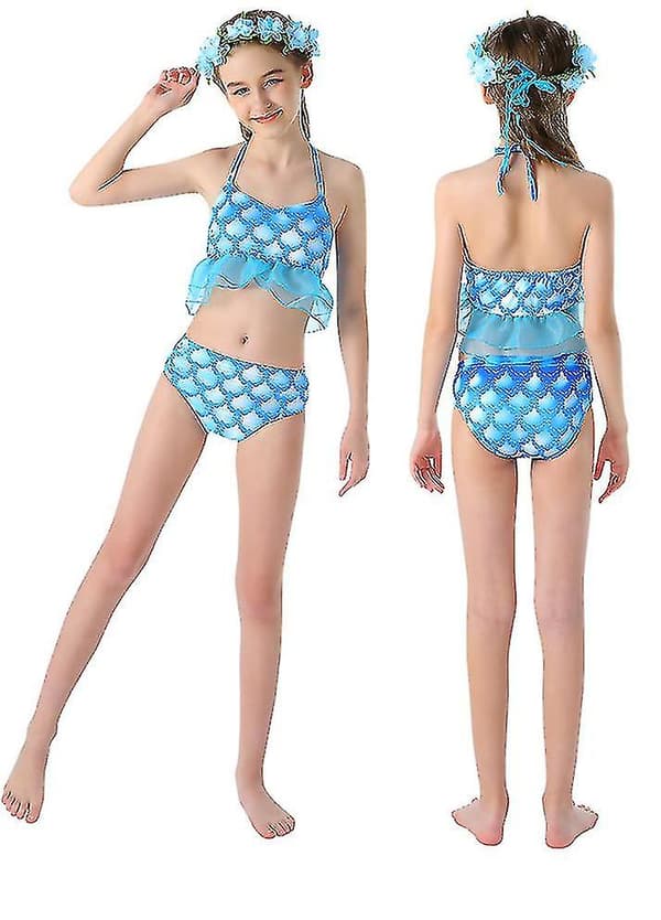 3 st Baddräkter för flickor Sjöjungfru för simning Sjöjungfru Kostym Bikini Set