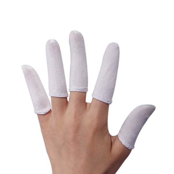 Förpackning med 50 Finger Spjälsängar Bomull Fingerskydd Elastiskt tyg Fingerskyddshandskar