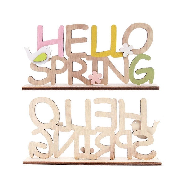 1 stk. Påske Engelsk Bogstaver Dekor Træ Engelsk Bogstaver Håndværk HELLO SPRING Bogstaver Design Håndværk Kreativ Enkel Påske Bogstaver Bordpynt