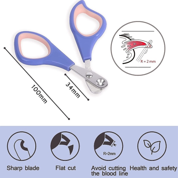 Cat negleklipper, kæledyrs klosaks med 2 mm positioneringshul, kæledyrs negleklipper til små dyr, skridsikker Purple