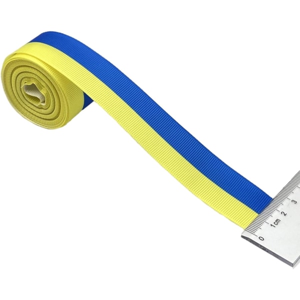 Generiskt , flaggband för hantverk | Blå- och gulrandigt band för korttillverkning, hårrosetter, gör-det-själv, plaggdekorationer, 6 yards