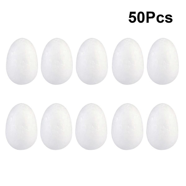 50 st Målarägg DIY Påskdekoration Solida Ägg för Barnfestival Hantverk (Vit, 4cm)