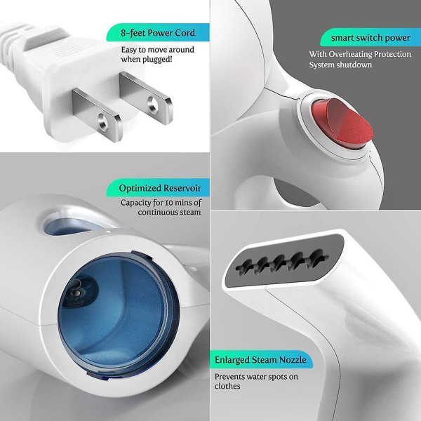 7-i-1 Bærbar Dampstryger Tøjdamper Kraftig Håndholdt Mini Lodret Hurtig Opvarmning Til Tøjstrygning White 1 Onesize