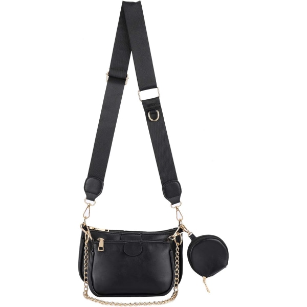 Crossbody-väska, Multipurpose Golden Zippy-handväskor med myntväska inklusive 3-storleksväska