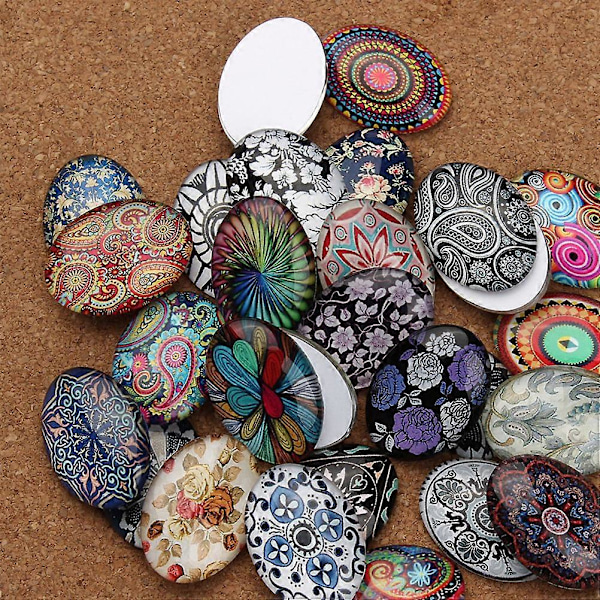 20 st Folkloristisk Tids Ädelsten Oval Glaslapp Genomskinlig Tids Ädelsten Lapp Tillbehör för Smycken DIY Hantverkstillverkning