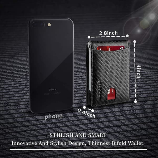 Minimalistisk Slim Plånbok För Män Med Pengaklipp RFID-Blockering Framficka Läder Herrplånböcker