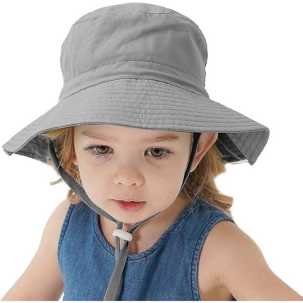 Barnhatt Justerbar Solhatt Andningsbar Strandhatt För Pojkar Flickor_ll Grey 12-24 Months