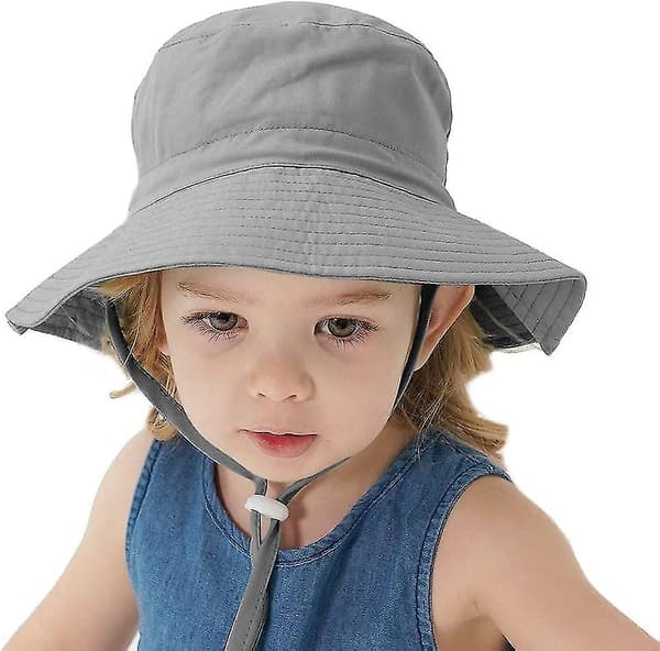 Børne Spandhat Justerbar Solhat Åndbar Strandhat Til Drenge Piger_ll Grey 2-4 Years