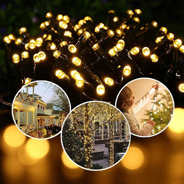 13m ljusslinga julgran, 100 LED ljusslinga utomhus varmvit
