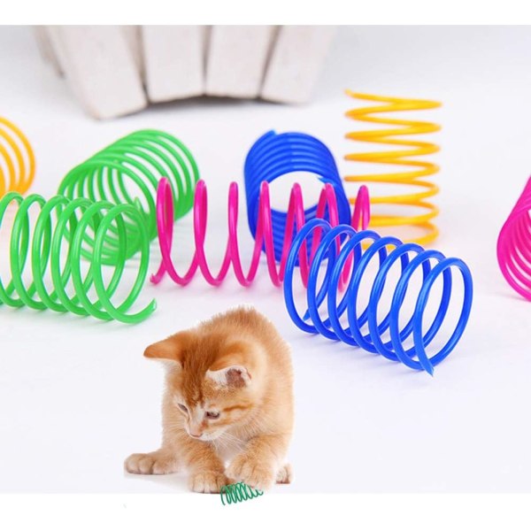20 kpl kissan jousilelu, värikäs kissan interaktiivinen lelu muoviset kierrejouset lyömiseen, puremiseen, takaa-ajoon ja aktiiviseen terveelliseen leikkiin