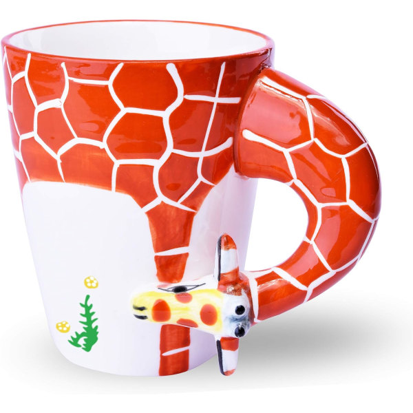 3D handmålad keramisk keramisk kaffemugg med djurmönster (giraff)