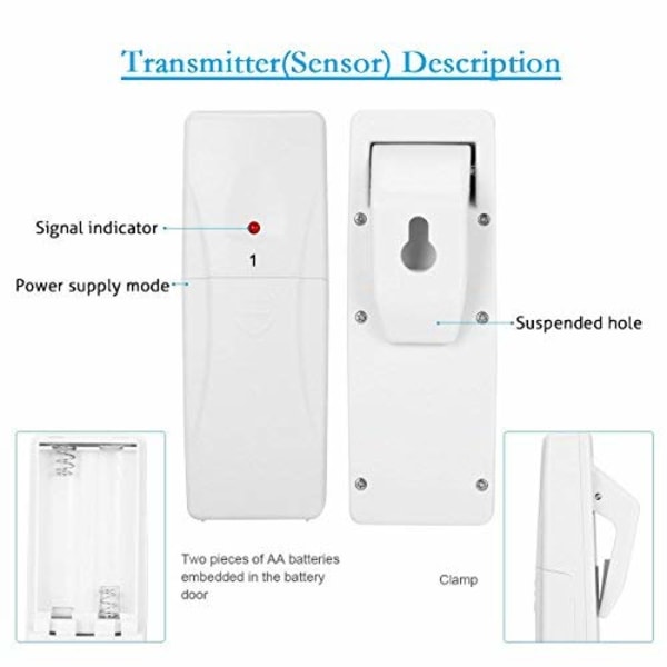 LCD Digital Fridge Thermometer, Freezer Thermometer, Fridge Thermometer with a Sensor Alarm Clock and Min/Max Records [Battery Not Included]