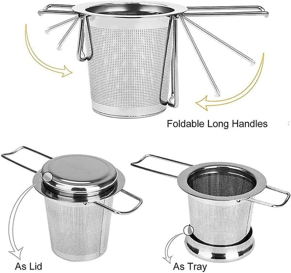 Teinfuser i rustfritt stål 304 med fine hull og sammenleggbare håndtak