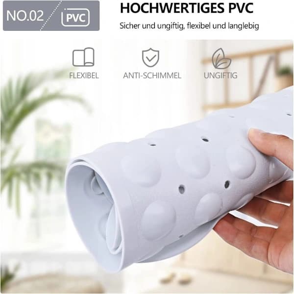 Baderomsmatte, sklisikker hjørnedusjmatte, hvit
