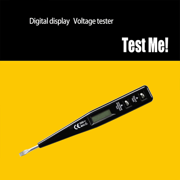 Digital Testblyant Skrutrekker Probe Lys Spenningstester Detektor AC/DC 12-220V Elektrisk Test P Black