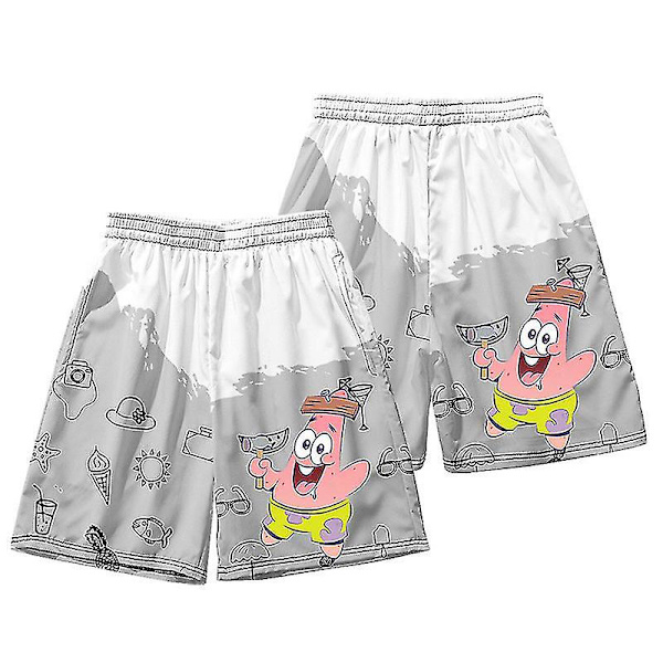 Herre badetøy Patrick Star korte strandshorts bukse hurtigtørkende badetøy badebukse badedrakt surfebrett bukser DK19 L