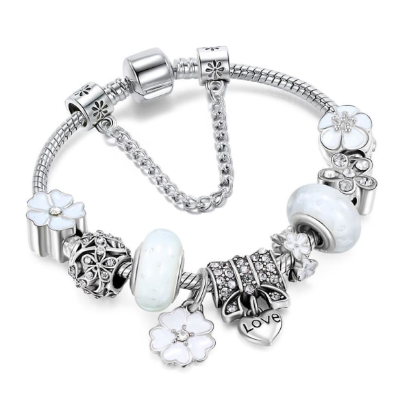 Nya hettsäljande kristallberlocksarmband för kvinnor Pärlor Passar originalarmband Armband Pandora Style Jewel 21CM