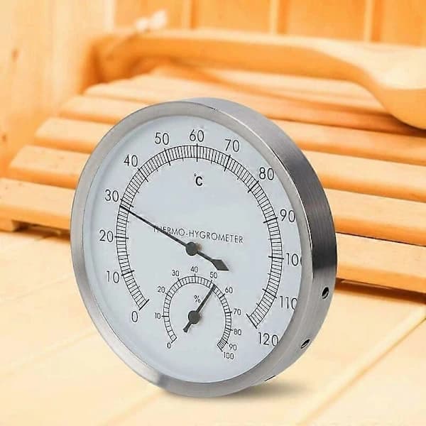 Badstuetermometer, 2-i-1 tilbehør til badstue i rustfritt stål, termometer og hygrometer