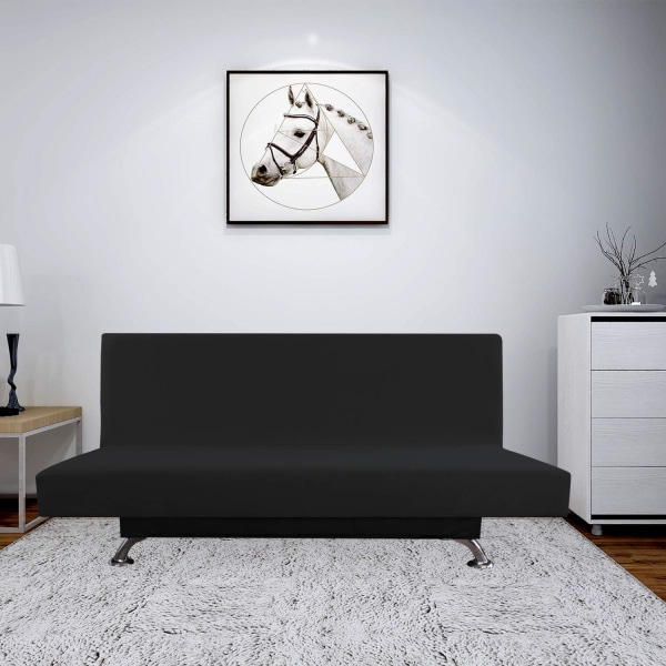 Glidetrekk for fleece-sofa – Spandex anti-skli mykt sofatrekk, med elastisk bunn for barn, kjæledyr (futon, svart)