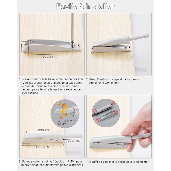 2 kpl Push Pull -kaapin ovien vaimenninta magneettiset painonapit magneettiset kaapin sulkimet