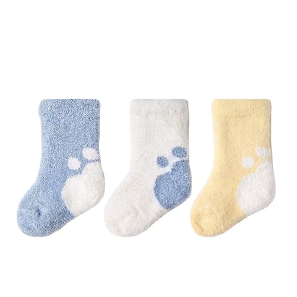 3 par babysokker søte sokker høst- og vintersokker varme fluffy passer for 1-3 år gamle barn