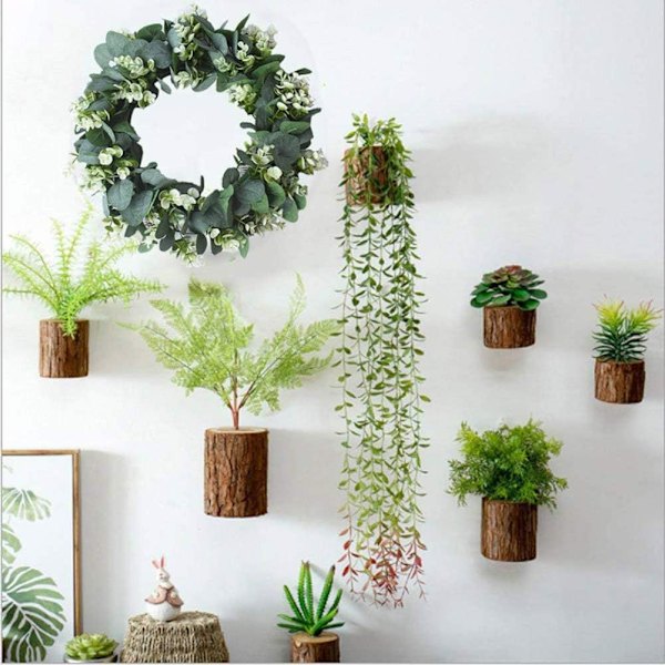 Konstgjord Eucalyptus Krans Girland Grön Dörrkrans Vägg Girland Plast Girland Påskdekoration, Vägg, 33cm