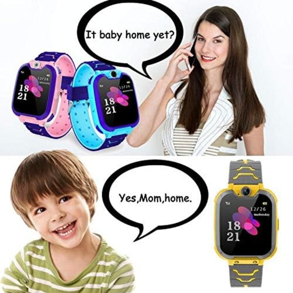 Kids Game Smart Watch-telefon, HD Touch Screen håndleddssmartklokke for 3-12 år gamle gutter, jenter med kamera (gul)