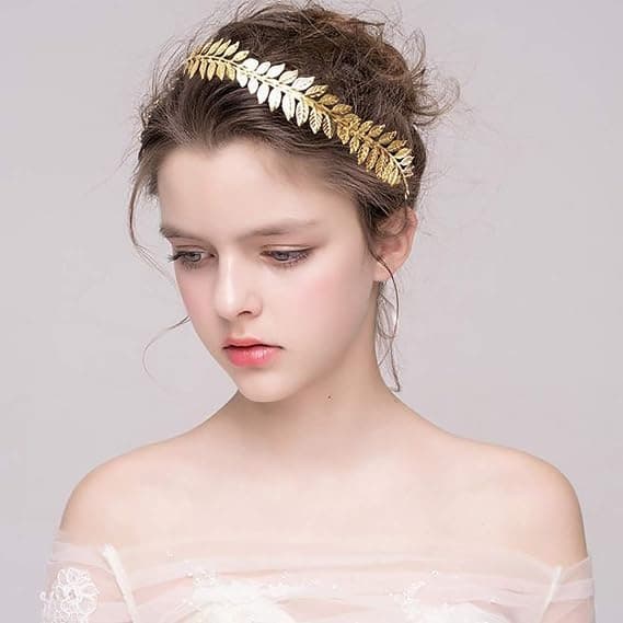 (NY) Romersk bladkrone XCOZU gudinne hodeplagg gullbladbelte bladkrone jente gresk gullblad hodeplagg brudehodeplagg
