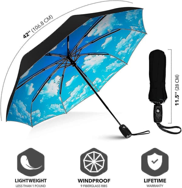 Vindstærk Rejseparasol - Kompakt, Let, Automatisk, Stærk
