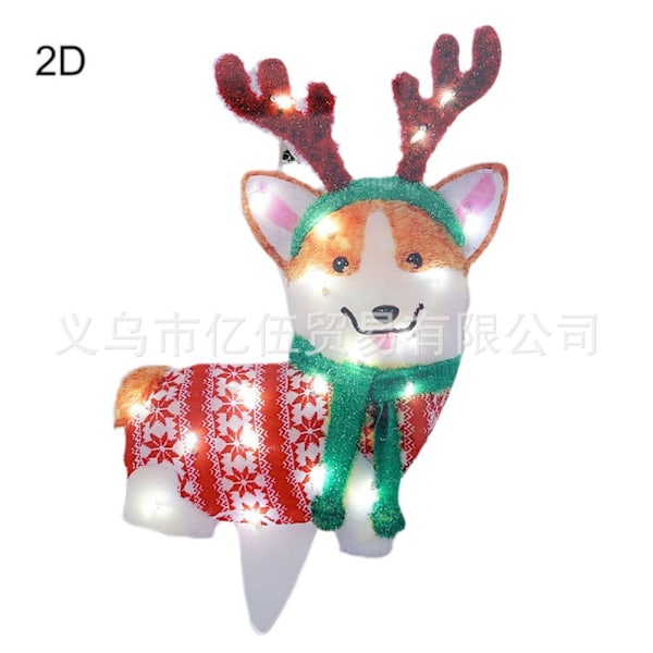 Julhund ljusslinga trädgårdsdekoration LED-ljus julscen layout dekoration ornament 8