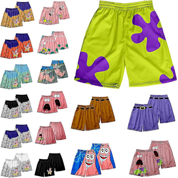 Herre badetøy Patrick Star korte strandshorts bukse hurtigtørkende badetøy badebukse badedrakt surfebrett bukser DK13 S