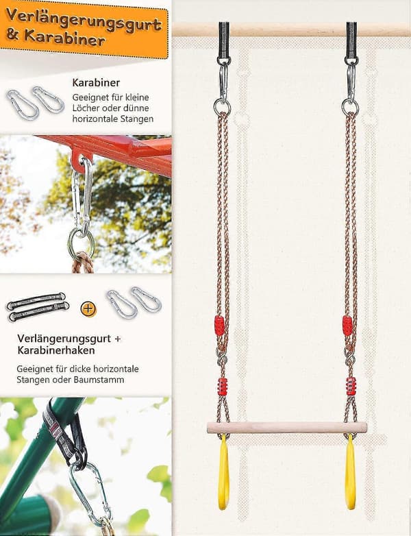 Trapezbåge för barn med gymnastikringar för klätterställning - XinHan