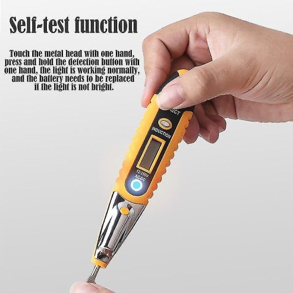 Digital Testblyant AC/DC Tester Elektrisk LCD-Skjerm Spenningsdetektor Testpenn Intelligent Induksjonskretsdeteksjon Red no battery