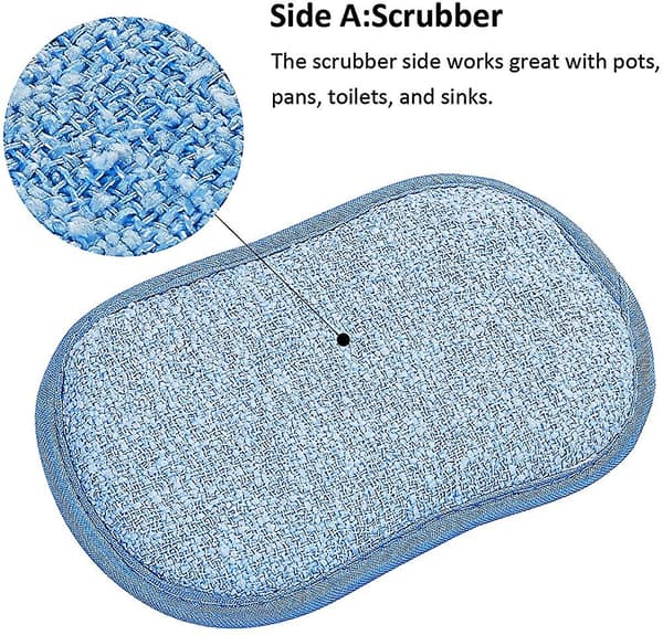 Sett med 5 gjenbrukbare oppvasksvamper, dobbel effekt i mikrofiber