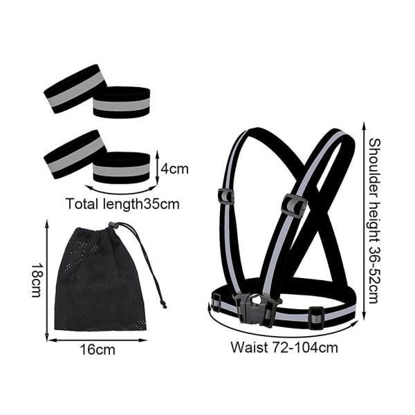 Reflexvästband med hög synlighet för handledsarm Ankelben, säkerhetsreflexband för nattlöpning, Cykling Blå black