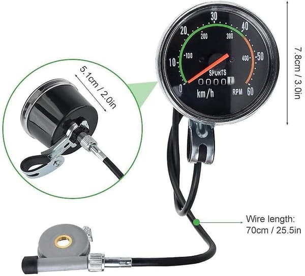 Cykelspeedometer Mekanisk 0-60 Km/t Speedometer