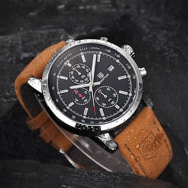 2023 Ny Benyar Top Brand Luksus Herre Ur Kvarts Ur Vandafvisende Automatisk Chronograph Militær Ur Relogios Masculino Silver White