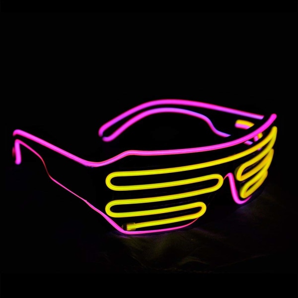 Glow Shutter Neon Rave Glasses EL Wire Blinkende LED Solbriller Glow DJ Kostymer for Party 80-talls EDM