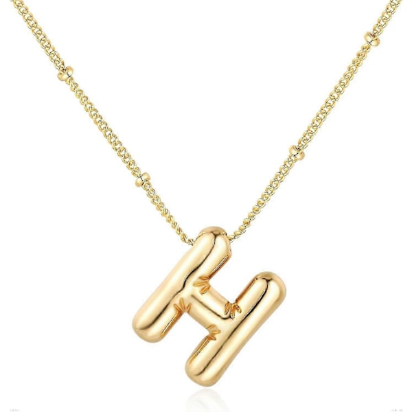 Bubble Letter Halsband Ballong Initial Halsband För Kvinnor Flickor Fint Alfabet Hänge 14k Guldpläterat Puffigt Namn Personliga Smycken Gåva H Gold