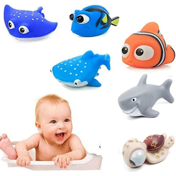 Find Dory Nemo Bath Squirters Badelegetøj til baby & småbørns legetøj bruser og svømning 6 stk.