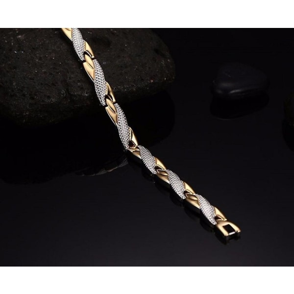 Magnetisk terapi armbånd Elegant stål armbånd smykker Terapeutisk splint og gullbelagt