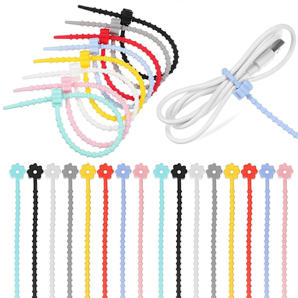 24 stk. silikon kabelbånd ledning tvistbånd ledningsorganisator bøybar holder stropp for bunting organisering
