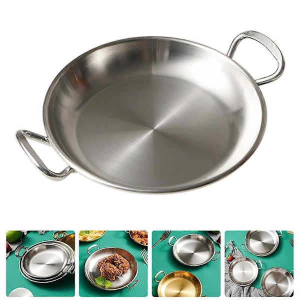Matplate i rustfritt stål, dobbelthåndtak, snackskål, serveringsbrett for fritert kylling